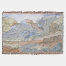 Mountain Regions Watercolor Line Art Print