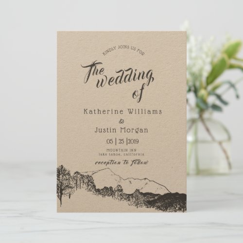 Mountain Retreat Rustic Wedding Invitation