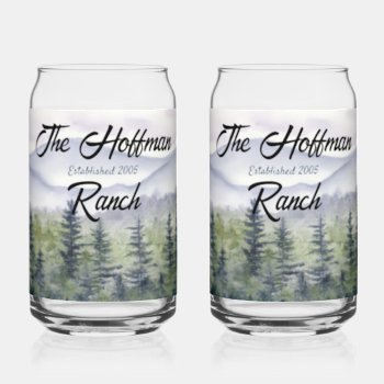 Mountain Retreat Watercolor Drinkware Set Can Glass by NightOwlsMenagerie at Zazzle