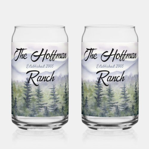 Mountain Retreat Watercolor Drinkware Set Can Glass