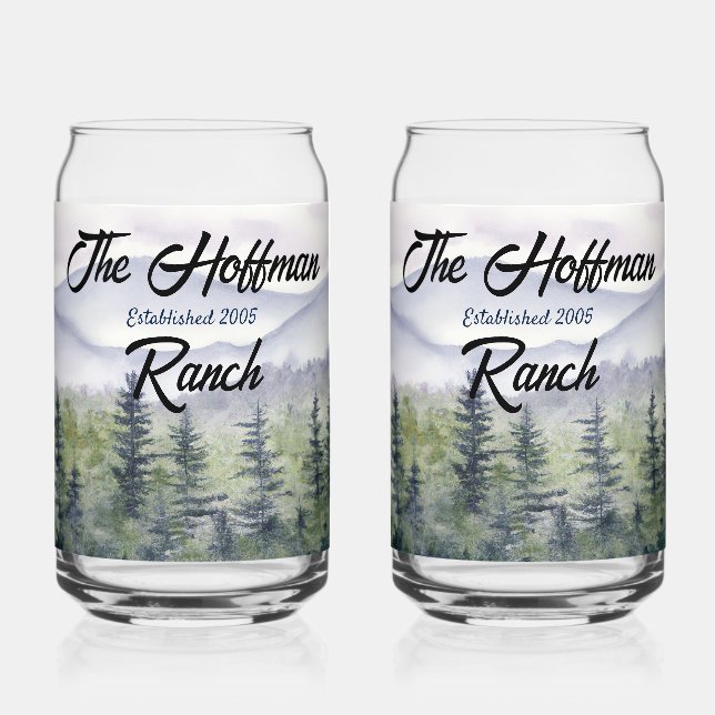 Mountain Retreat Watercolor Drinkware Set Can Glass (Front)