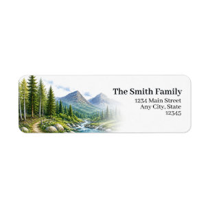 Mountain Return Address Labels   Evergreen Forest