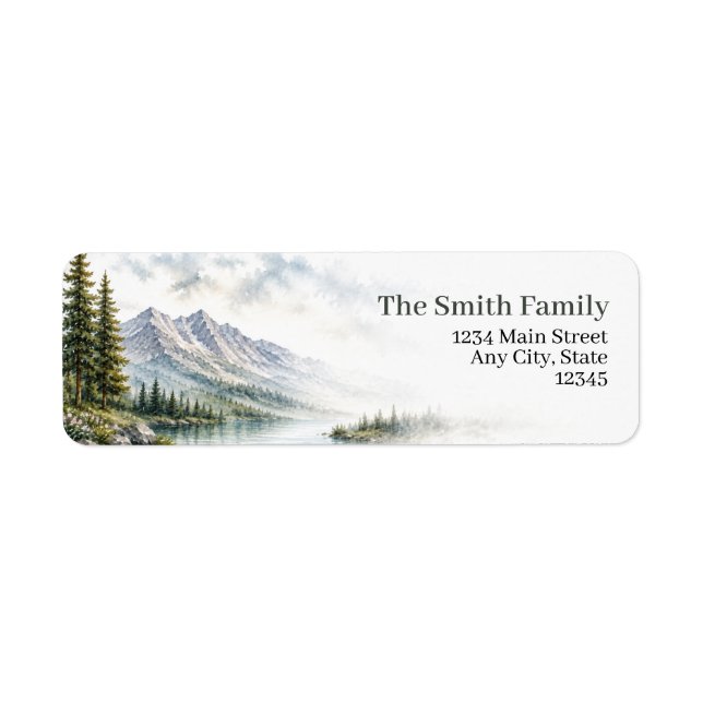 Mountain Return Address Labels Pine Forest Lake (Front)