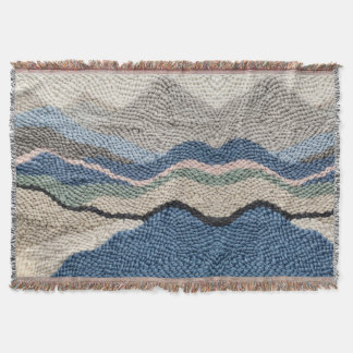 Mountain Ridge Abstract Blanket – Sage & Blue