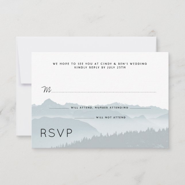 Mountain Ridge Wedding RSVP Guest Count Card (Front)