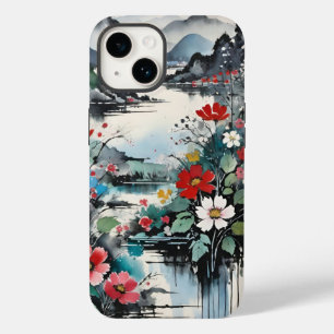 Mountain River and Wildflowers Watercolor Case-Mate iPhone 14 Case