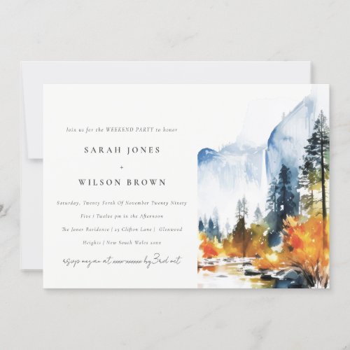 Mountain River Fall Landscape Weekend Party Invitation