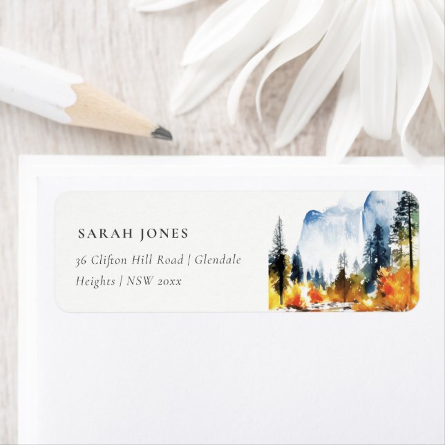 Mountain River Fall Winter Landscape Address Label (Insitu)