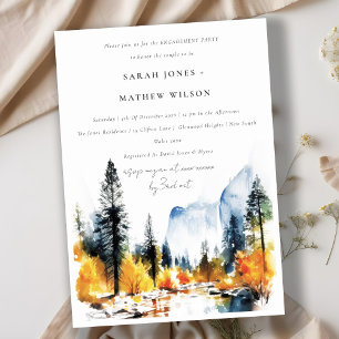 Mountain River Fall Winter Landscape Engagement Invitation