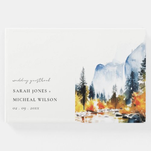 Mountain River Fall Winter Landscape Wedding Guest Book