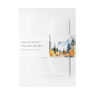 Mountain River Fall Winter Landscape Wedding Invitation Belly Band