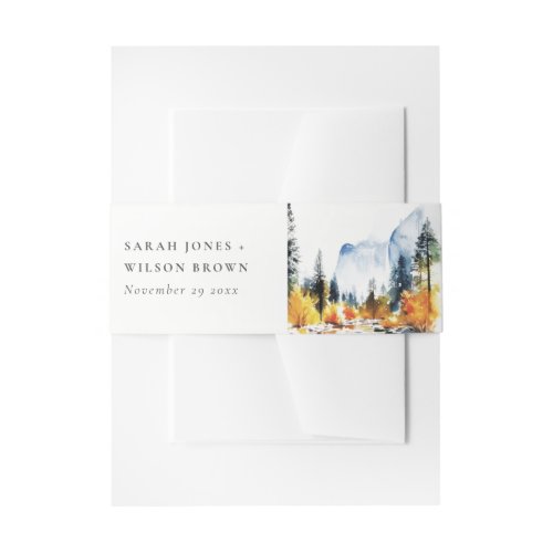 Mountain River Fall Winter Landscape Wedding Invitation Belly Band