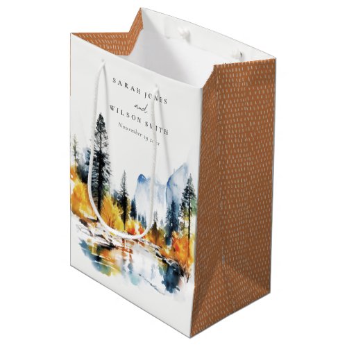 Mountain River Fall Winter Landscape Wedding Medium Gift Bag