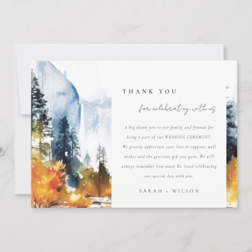 Mountain River Fall Winter Landscape Wedding Thank You Card
