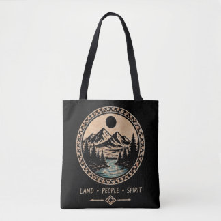 Mountain River Forest Black Tote Bag