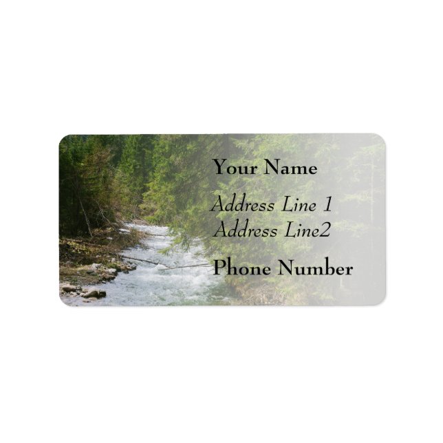 Mountain River In A Valley, Nature, Landscape Label (Front)
