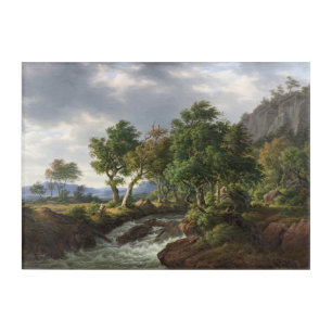 Mountain River Landscape Nature Vintage Painting Acrylic Print