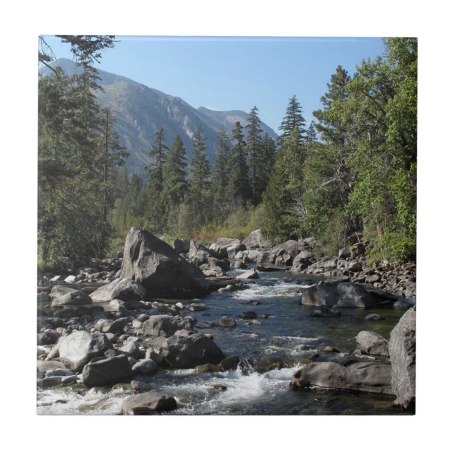 Mountain River Rugged Landscape Ceramic Tile (Front)