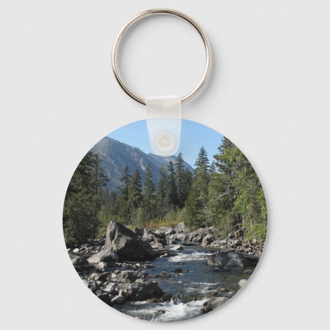 Mountain River Rugged Landscape Photo Keychain (Front)
