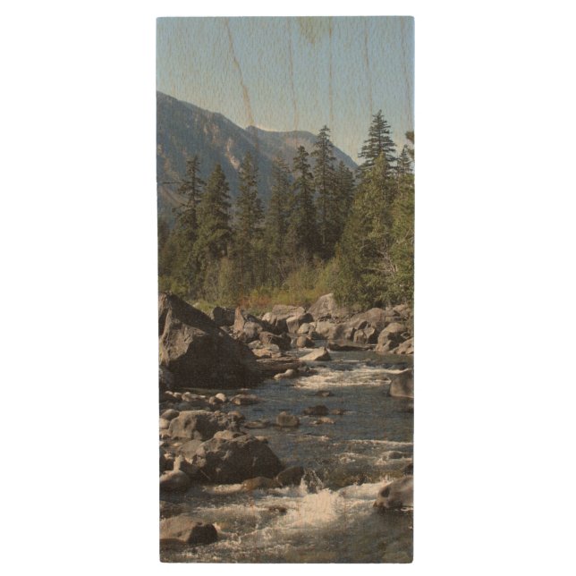 Mountain River Rugged Landscape Photo Wood Flash Drive (Front Vertical)