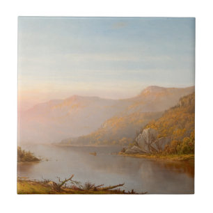 Mountain River Scene (Autumn of the Hudson) Ceramic Tile