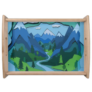 Mountain River Valley Cutout Serving Tray