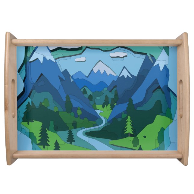 Mountain River Valley Cutout Serving Tray (Front)