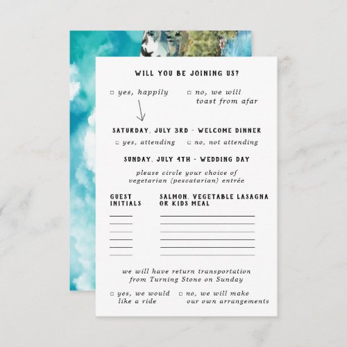 Mountain River Wedding RSVP with Meal Choice