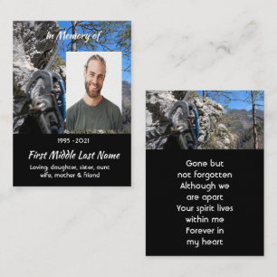 Mountain Rock Climbing Memorial Keepsake Business Card
