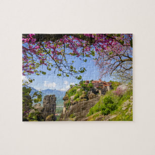 Mountain Rock & Pink Cherry Blossom Jigsaw Puzzle