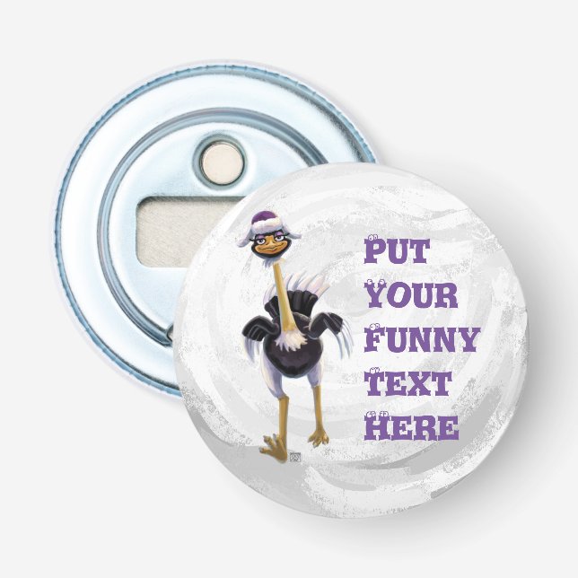 Mountain Running Ostrich Bottle Opener (Front)