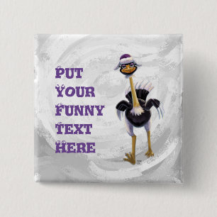 Mountain Running Ostrich Button