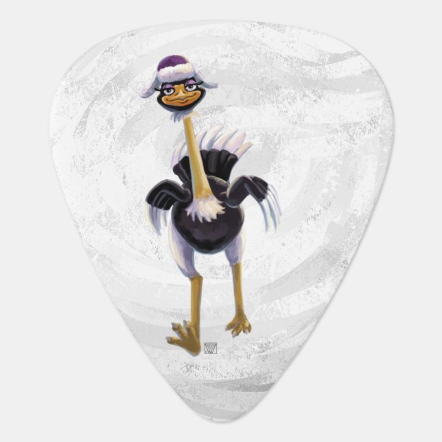Mountain Running Ostrich Guitar Pick (Front)