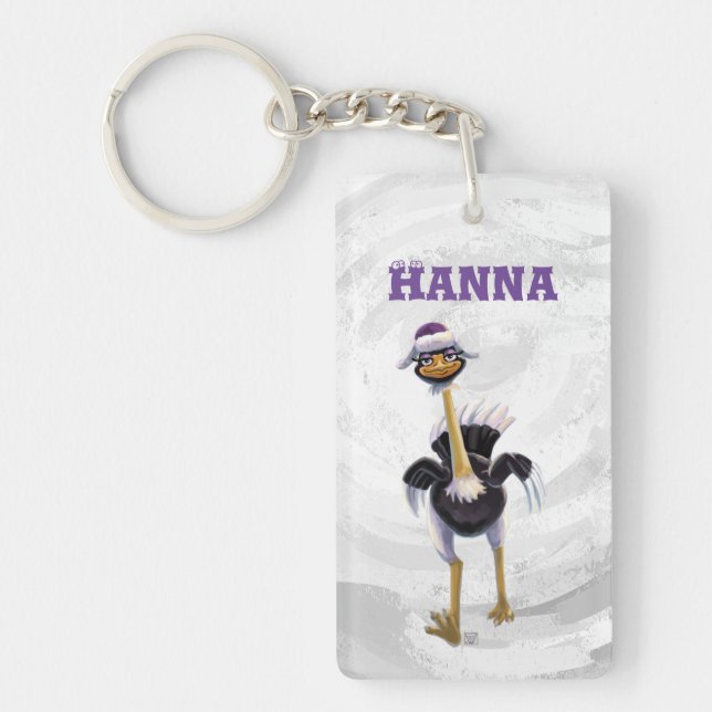 Mountain Running Ostrich Keychain (Front)