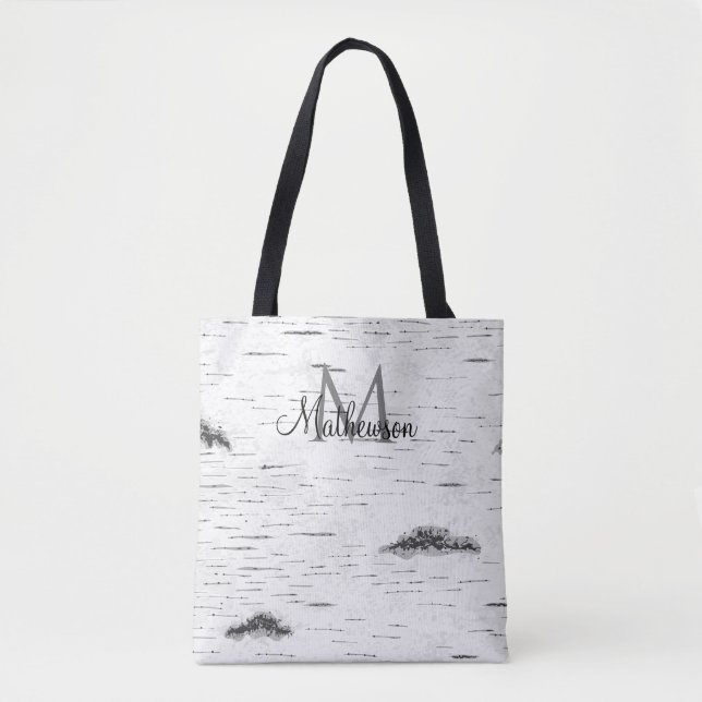 Mountain Rustic Aspen Bark Tree Tote Bag (Front)