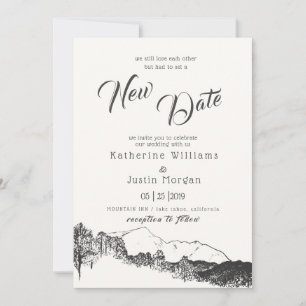 Mountain Rustic New Date Wedding Invitation