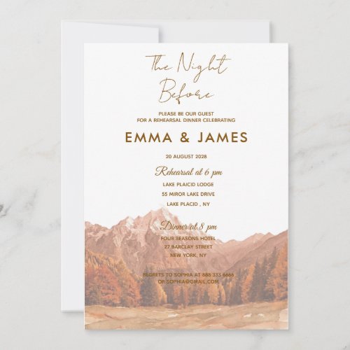 Mountain rustic Rehearsal Dinner  Invitation