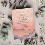 Mountain Rustic Sunset Watercolor Coral Wedding Invitation<br><div class="desc">When it comes to wedding stationery woodland styles kick off the theme for a magical evening or an entire wedding weekend in the mountains Set the tone of your rustic wedding with this mountain-inspired design featuring a watercolor mountain scene background with pine trees.</div>