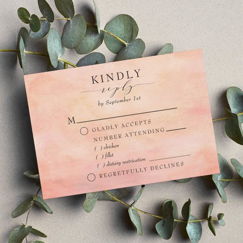 Mountain Rustic Sunset Watercolor Meal Choice RSVP Card