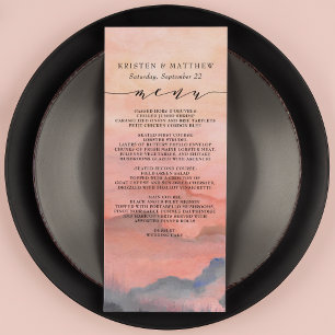 Mountain Rustic Sunset Watercolor Wedding Menu