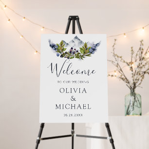 Mountain Rustic Watercolor Greenery Wedding Foam Board