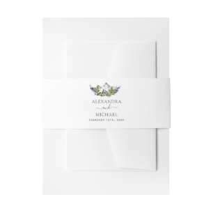 Mountain Rustic Watercolor Greenery Wedding Invitation Belly Band