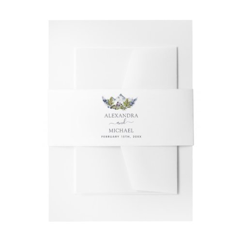 Mountain Rustic Watercolor Greenery Wedding Invitation Belly Band