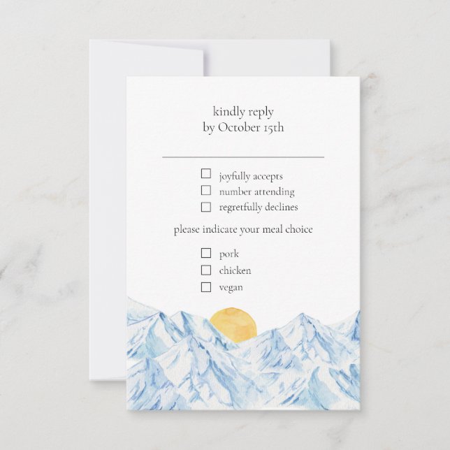 Mountain Rustic Watercolor RSVP (Front)