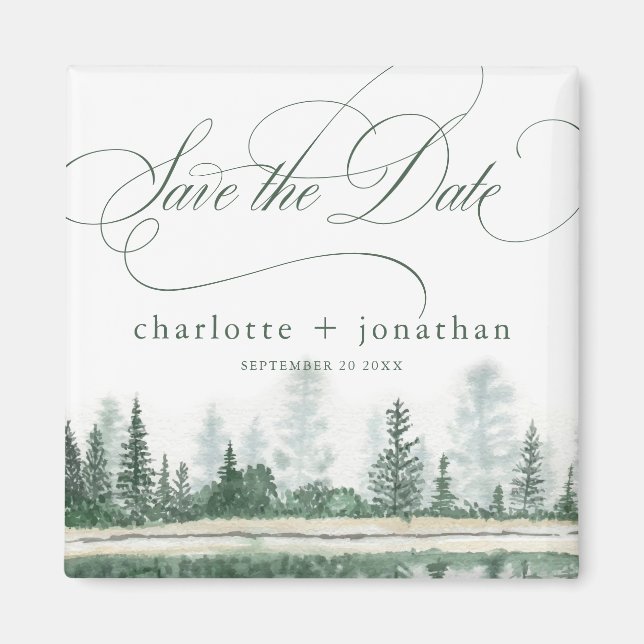 Mountain Rustic Wedding Save the Date Magnet (Front)