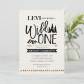 Mountain rustic wild one Birthday invitation (Standing Front)