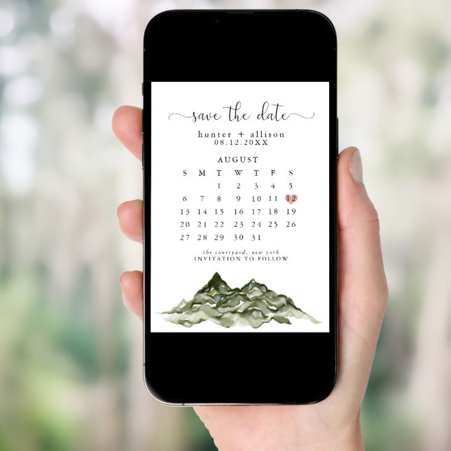 Mountain Save The Date Calendar Invitation (Front Digital)
