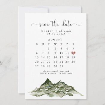 Mountain Save The Date Calendar Invitation by PrintedPaperDesigns at Zazzle