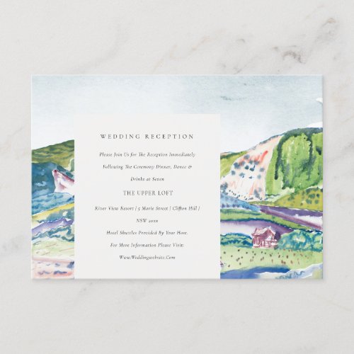 Mountain Scape Blush Green Wedding Reception Enclosure Card