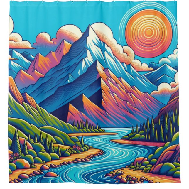 Mountain Scape Shower Curtain (Front)